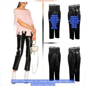 Philosophy Di Lorenzo Serafini Ultra High-Rise Black Vinyl Pants Size US 4